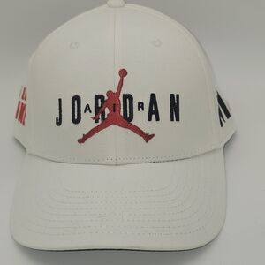 Nike Jordan Legacy91 Jumpman Air Hbr‎ hat in white with red "EAT LIKE MIKE" NWOT
